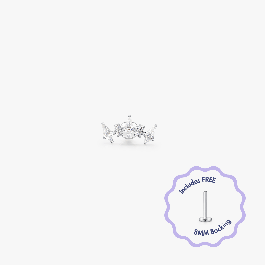 Leah Titanium Flat Back Stud (Single) - Flaire & Co.