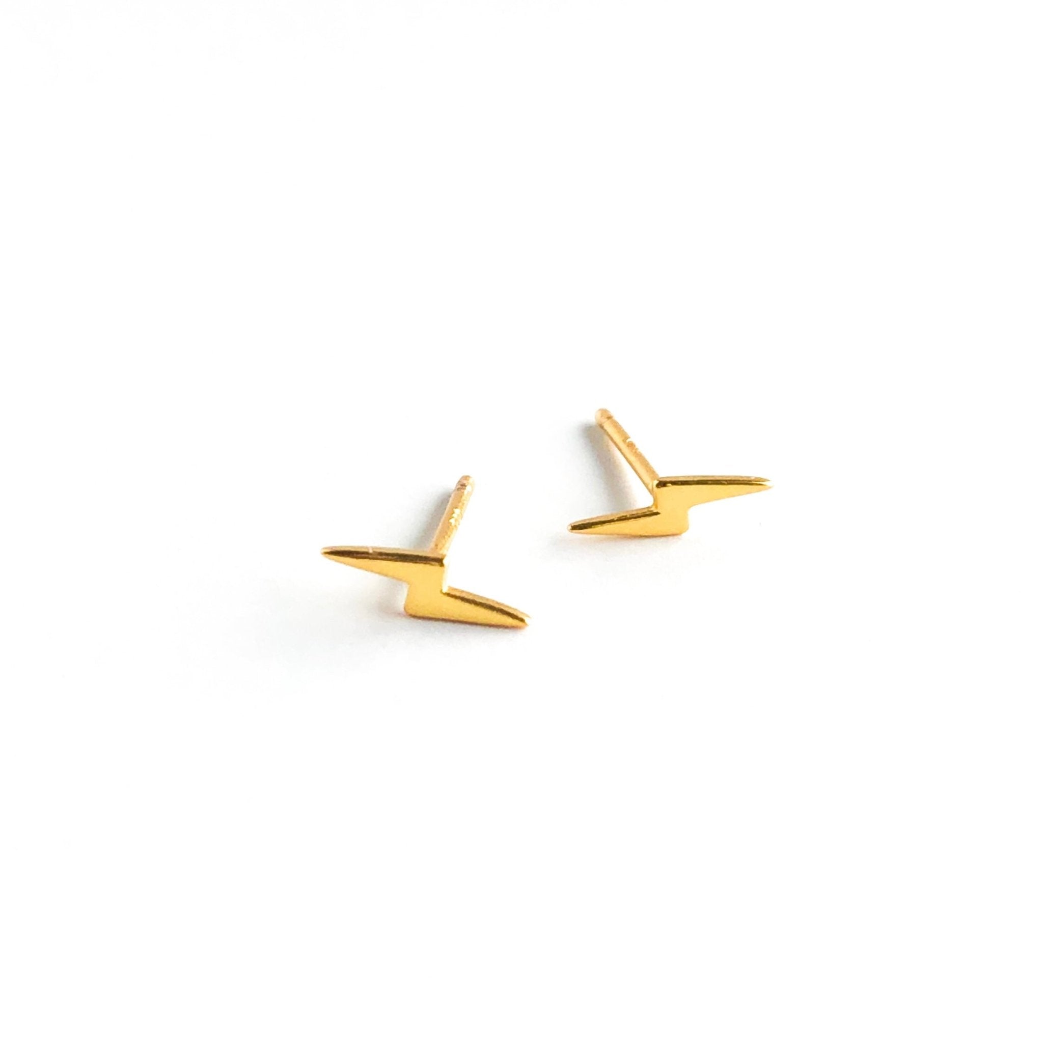 Lightning Bolt Sterling Stud in Gold - Flaire & Co.
