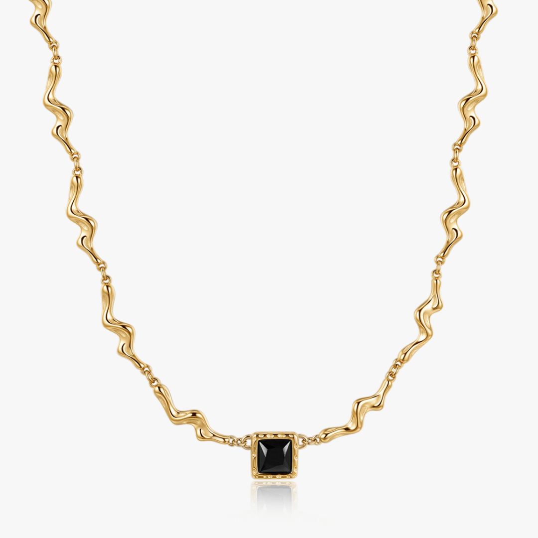 Liora Square Black Gem Necklace - Flaire & Co.