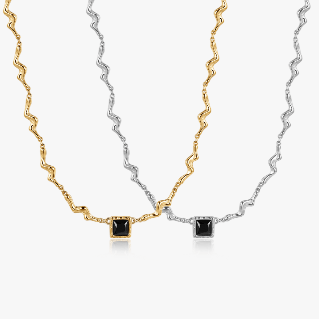 Liora Square Black Gem Necklace - Flaire & Co.