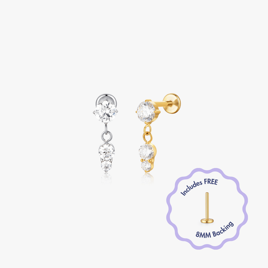 Mia Titanium Flat Back Stud (Single) - Flaire & Co.