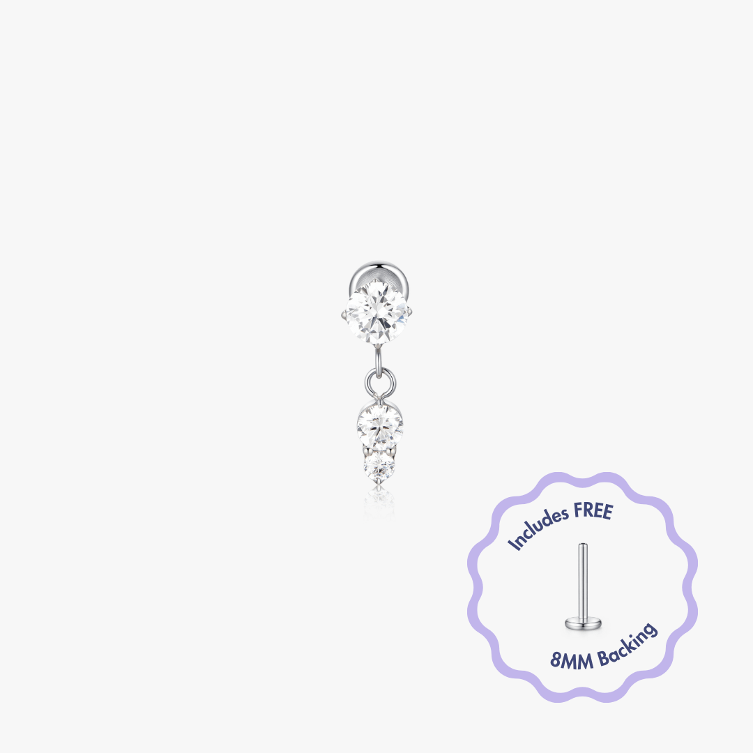 Mia Titanium Flat Back Stud (Single) - Flaire & Co.
