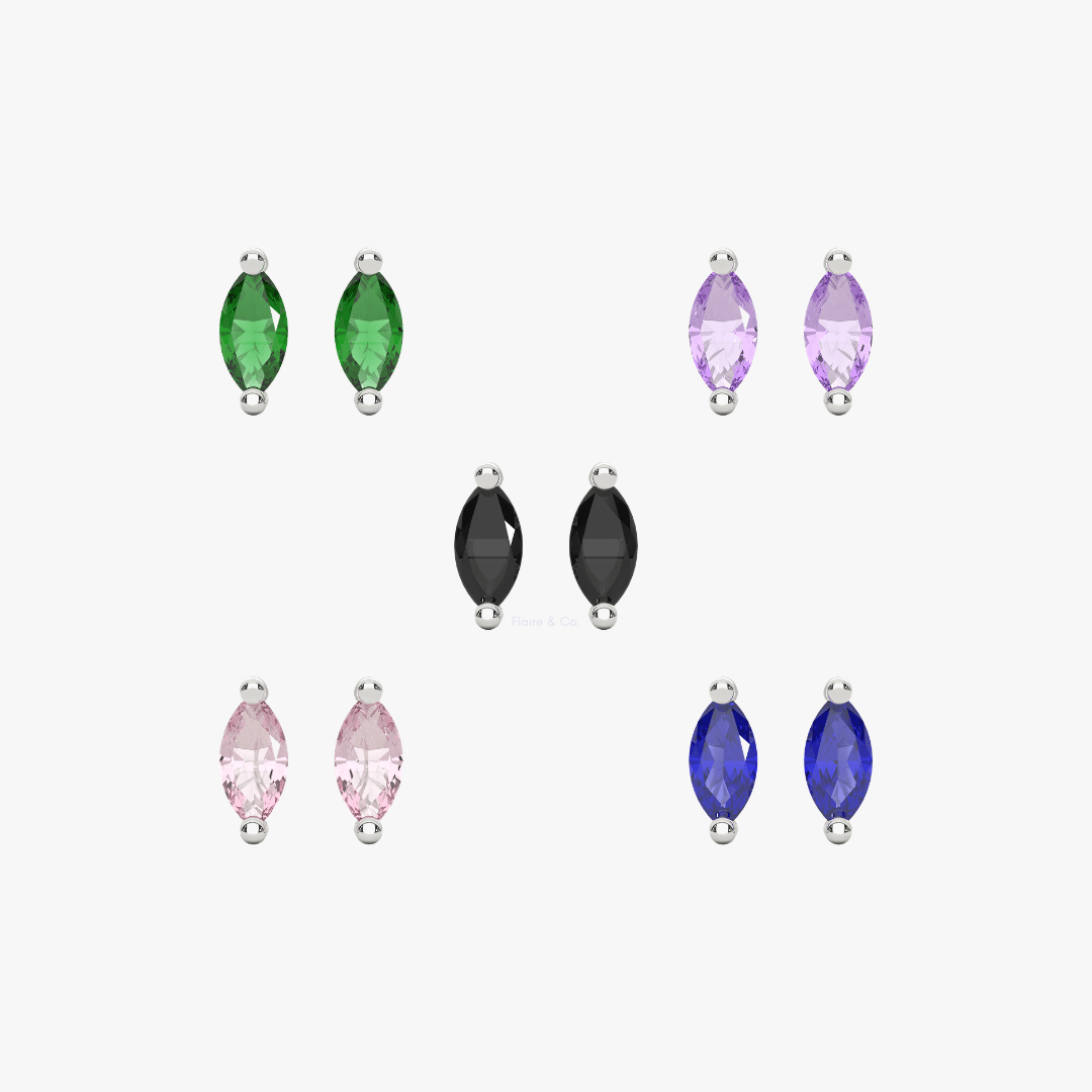Micro Marquise Studs in Silver - Flaire & Co.