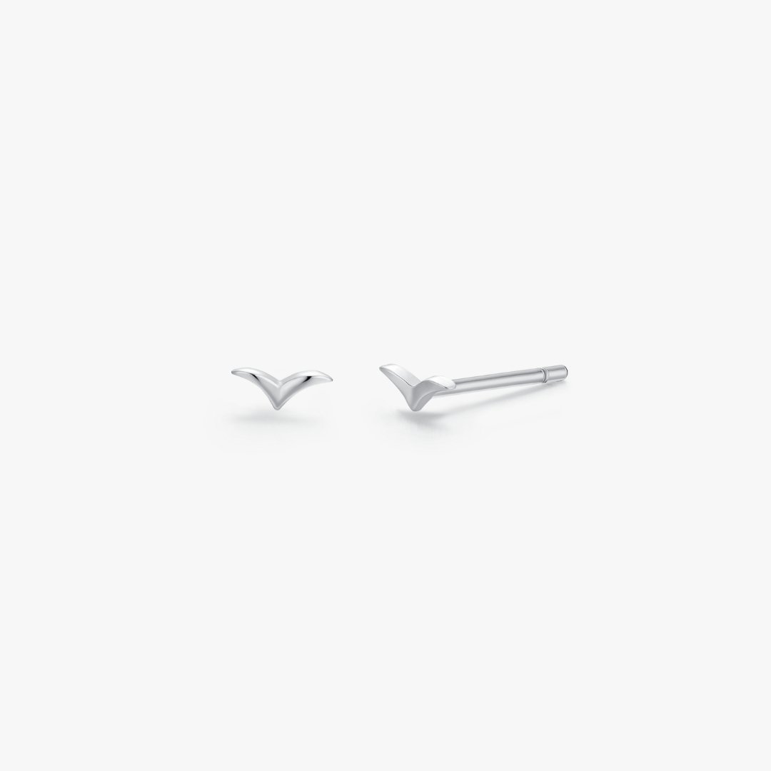 Micro Seagull Studs in Silver - Flaire & Co.