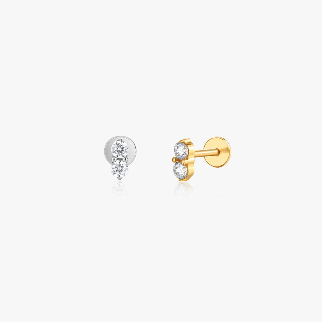 Mini Shimmer CZ Titanium Flat Back Stud (Single) - Flaire & Co.