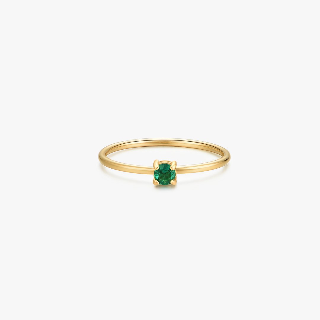 Mini Single Green Gem Ring in Gold - Flaire & Co.