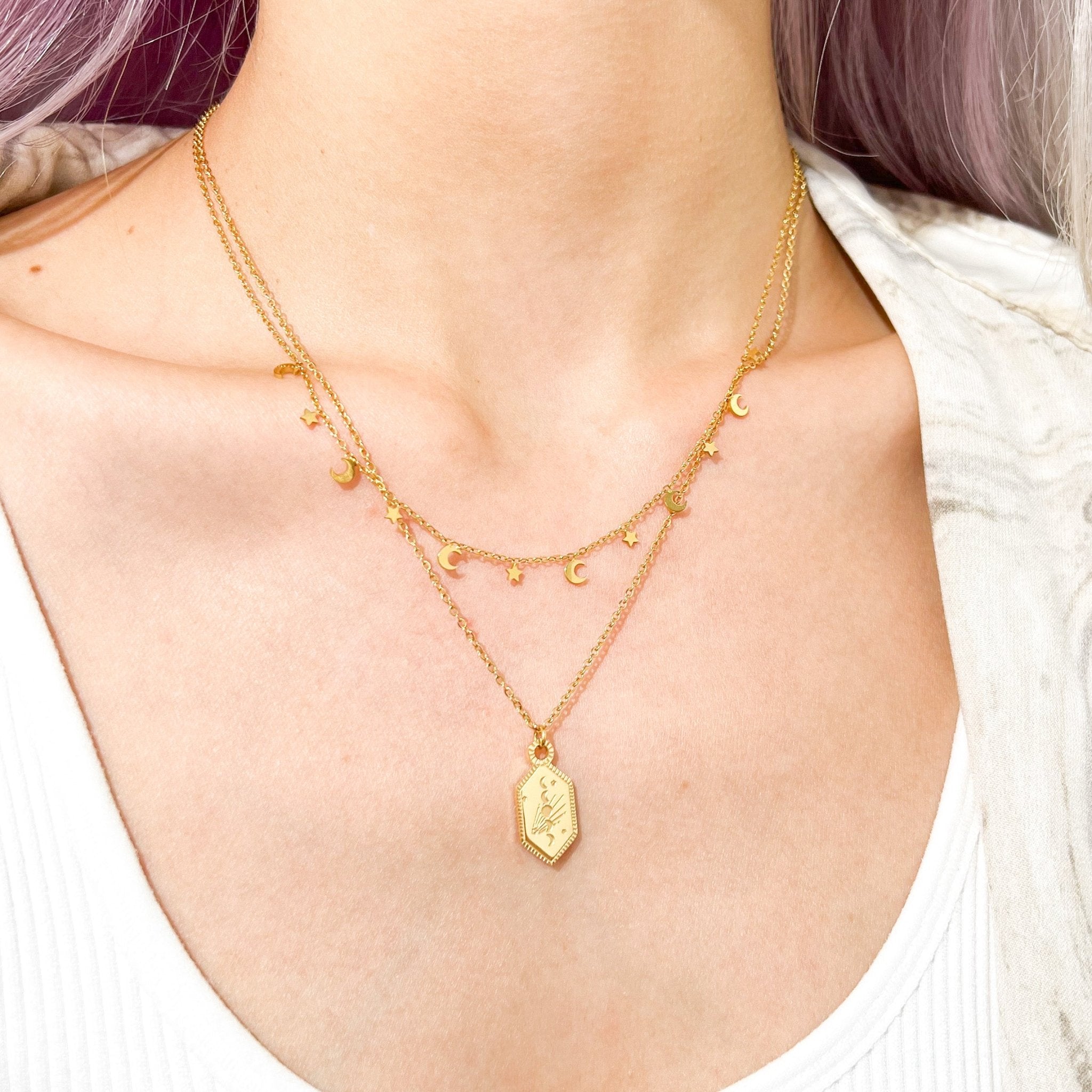 Moon Phases Necklace in Gold - Flaire & Co.