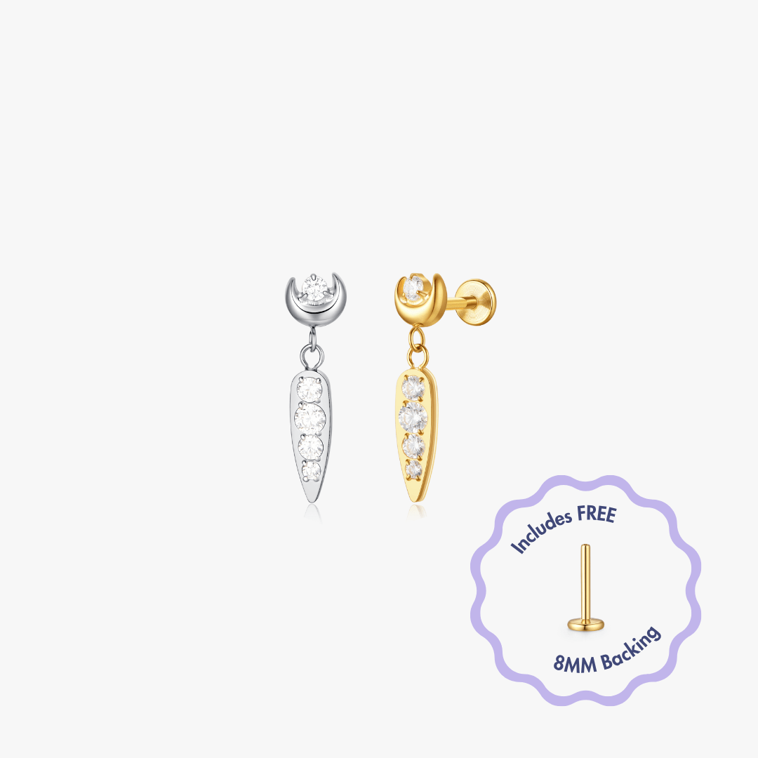 Moonlight Titanium Flat Back Stud (Single) - Flaire & Co.