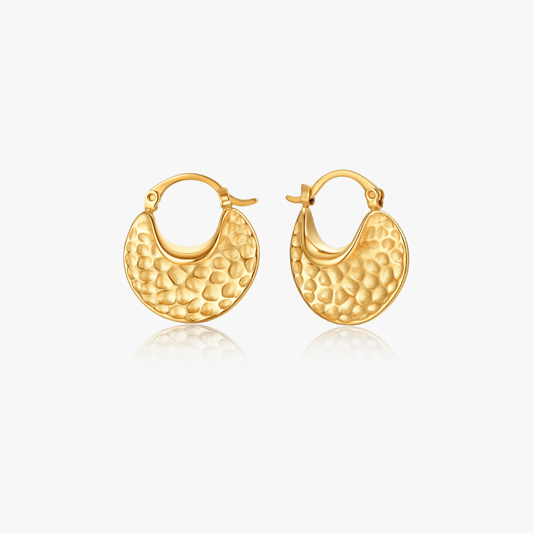 Nia Hammered Bold Hoops - Flaire & Co.