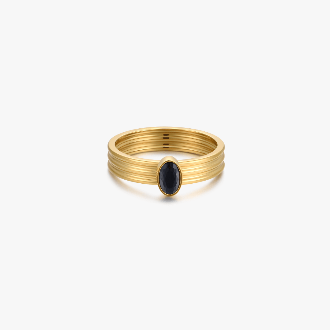 Oval Black Gem Ring - Flaire & Co.