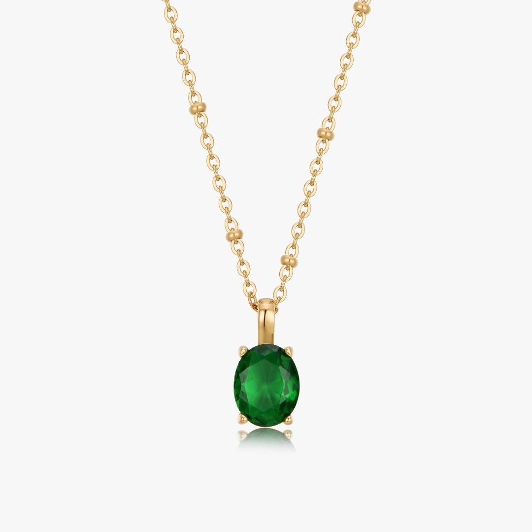 Oval Gem Necklace in Green - Flaire & Co.