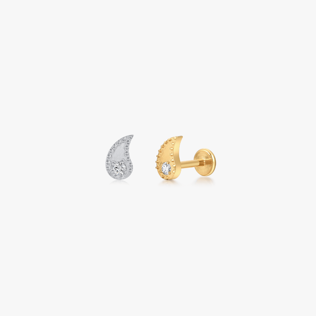 Paisley Titanium Flat Back Stud (Single) - Flaire & Co.