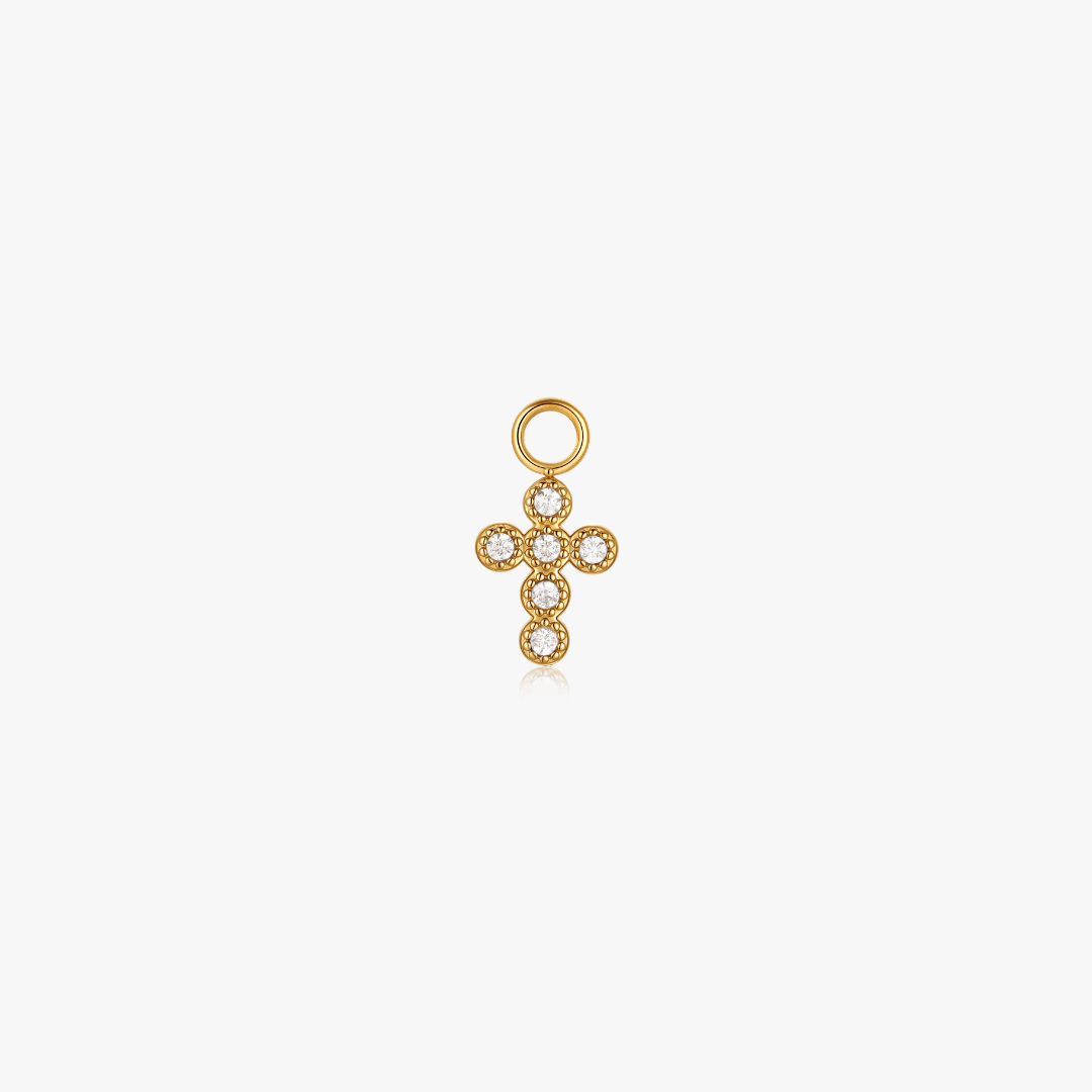 Pave Cross Hoop Charm (Single) - Flaire & Co.
