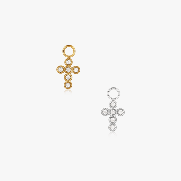 Pave Cross Hoop Charm (Single) - Flaire & Co.