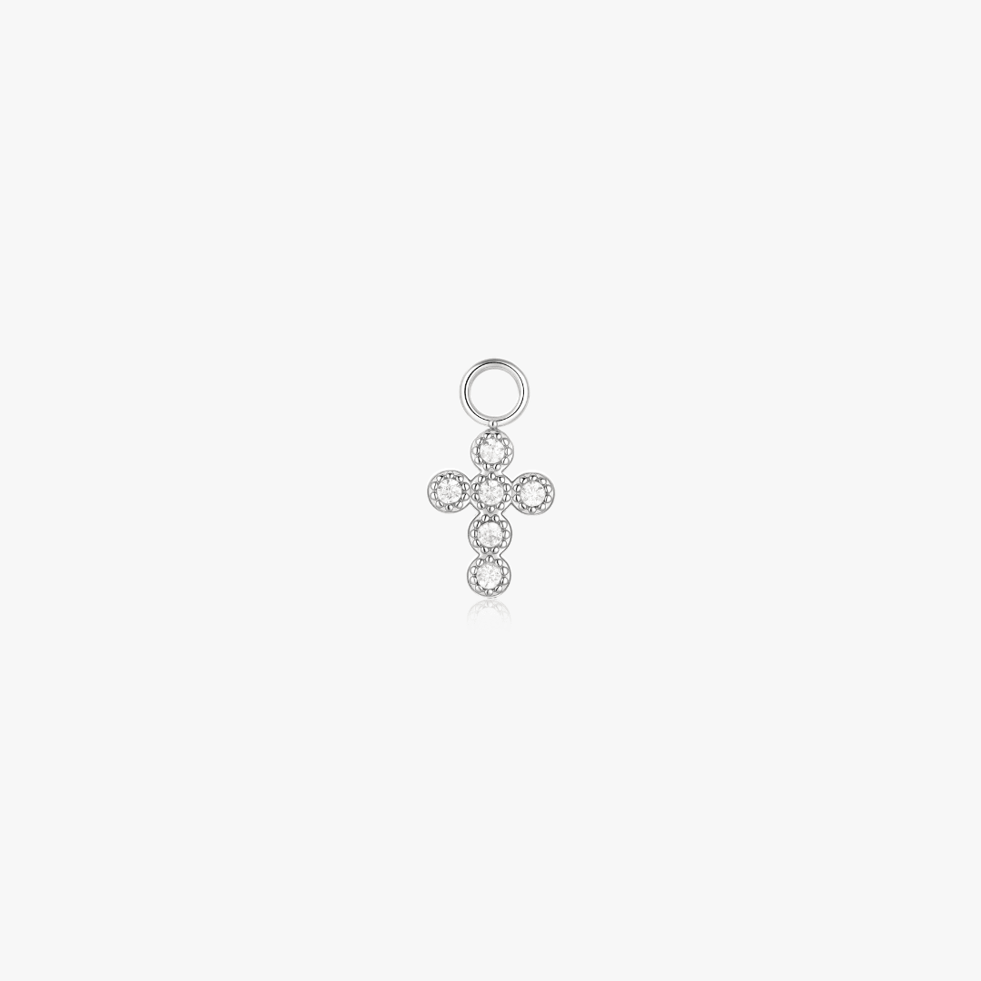 Pave Cross Hoop Charm (Single) - Flaire & Co.