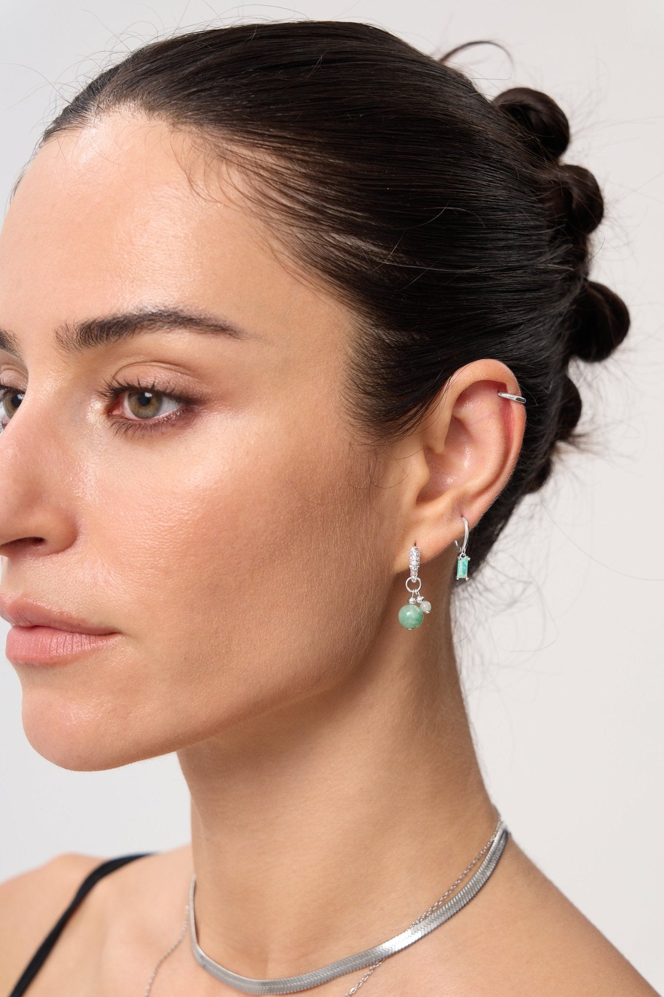 Pave Double Jade Earrings - Flaire & Co.