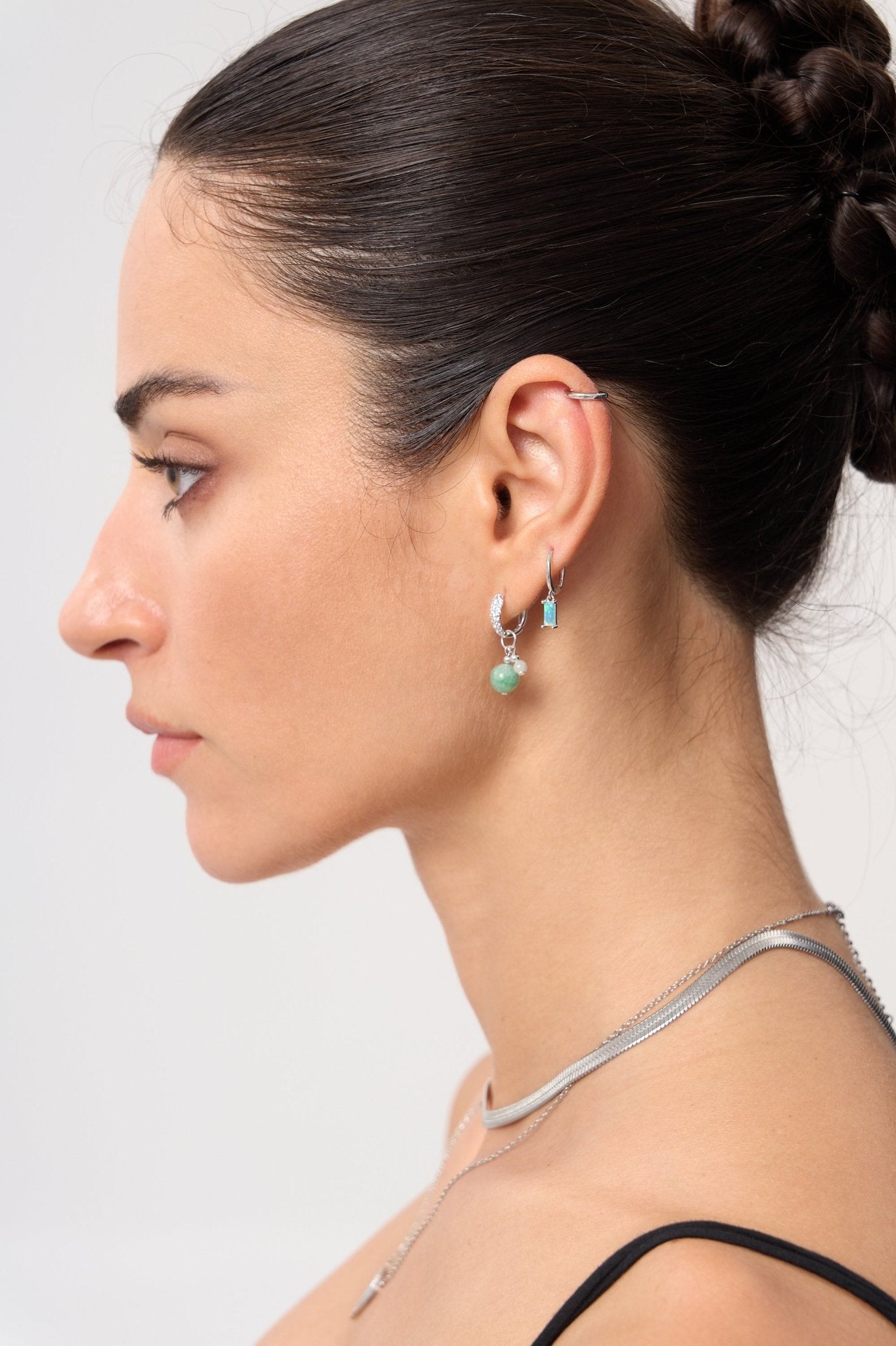 Pave Double Jade Earrings - Flaire & Co.