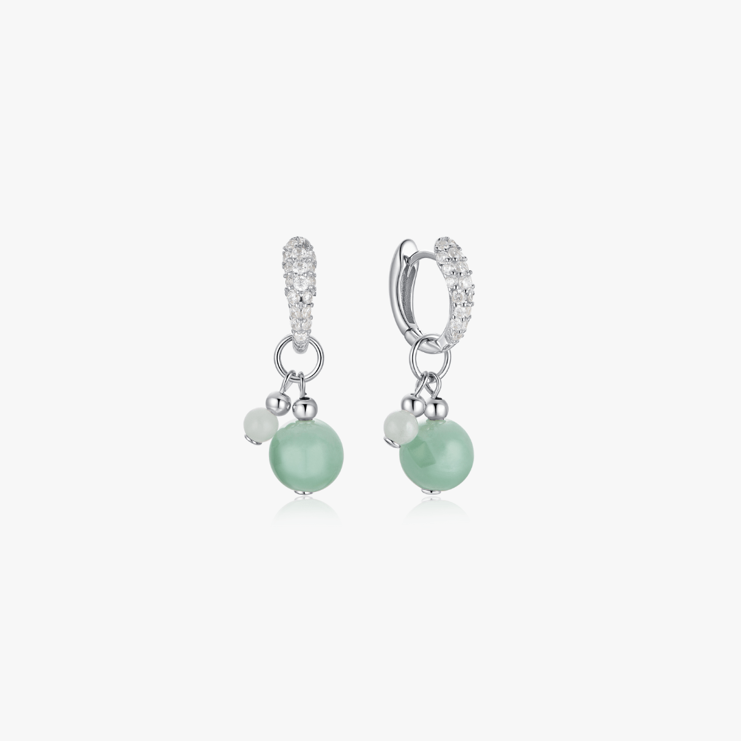 Pave Double Jade Earrings - Flaire & Co.