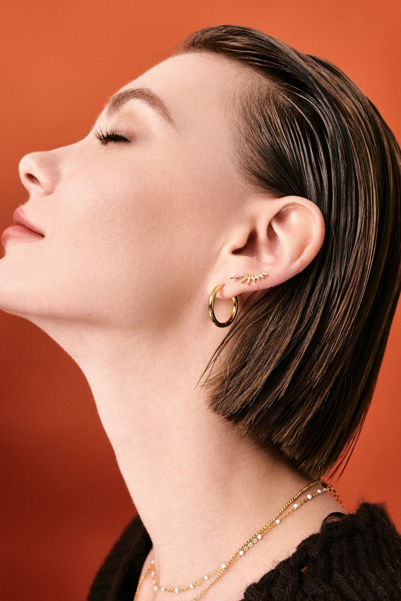Pave Feathered Ear Climbers - Flaire & Co.