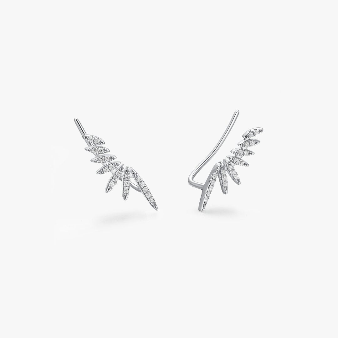 Pave Feathered Ear Climbers - Flaire & Co.