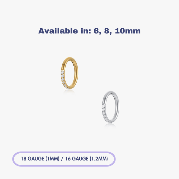 Pave Front Gem Titanium Clicker Hoop (Single) - Flaire & Co.