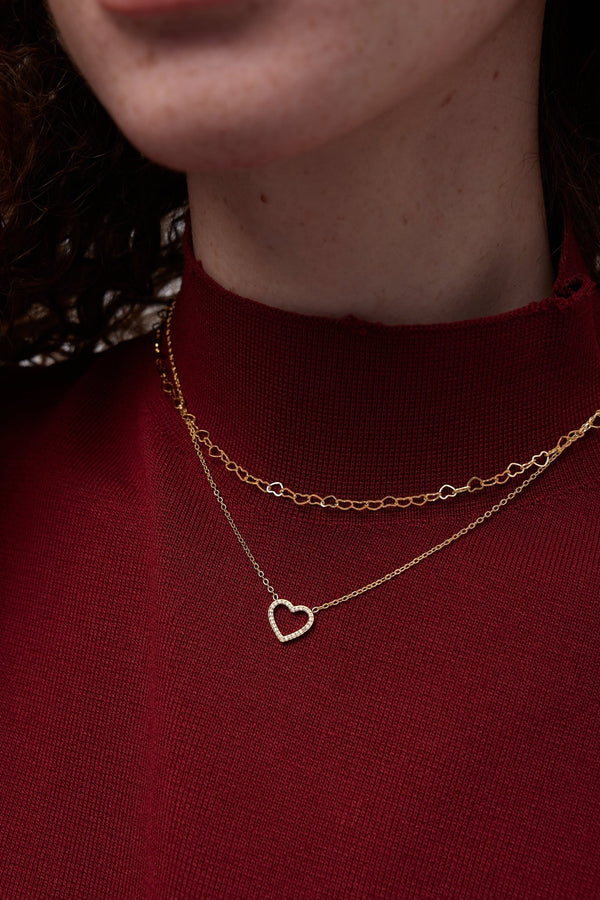 Pave Heart Necklace - Flaire & Co.
