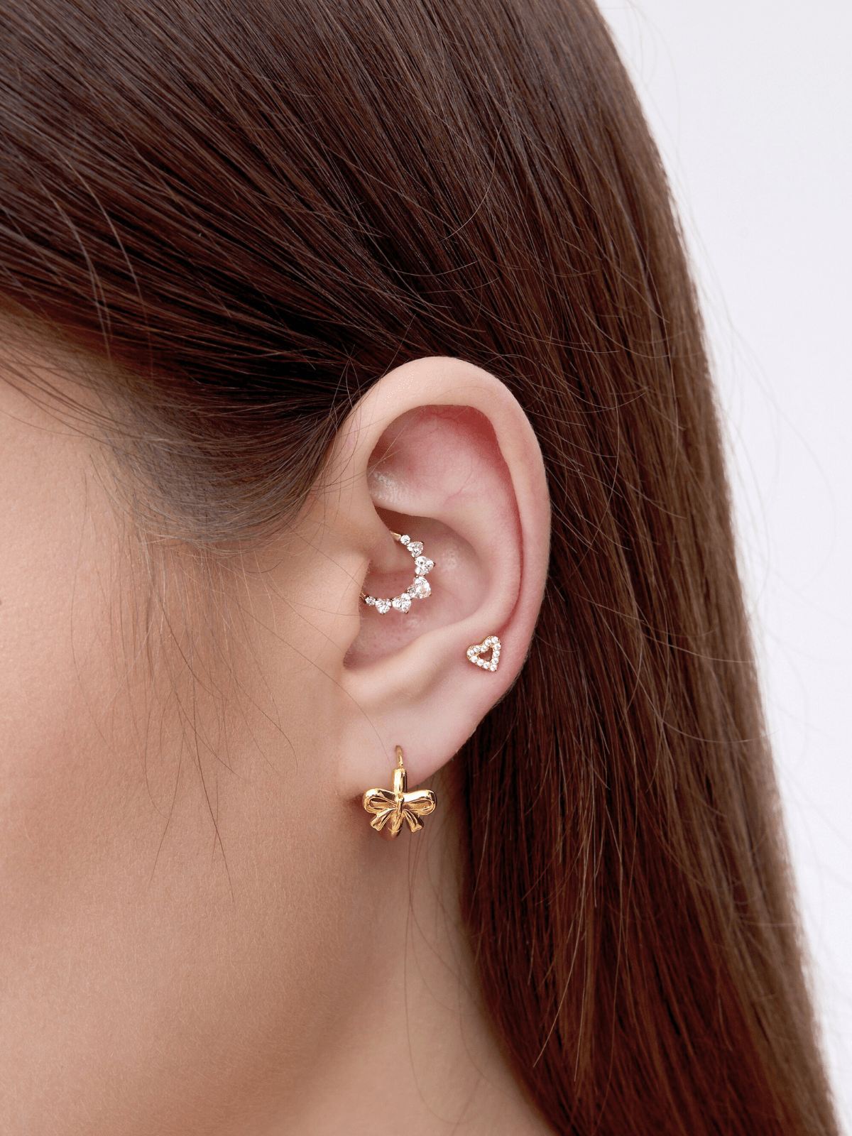 Pave Heart Titanium Flat Back Stud (Single) - Flaire & Co.