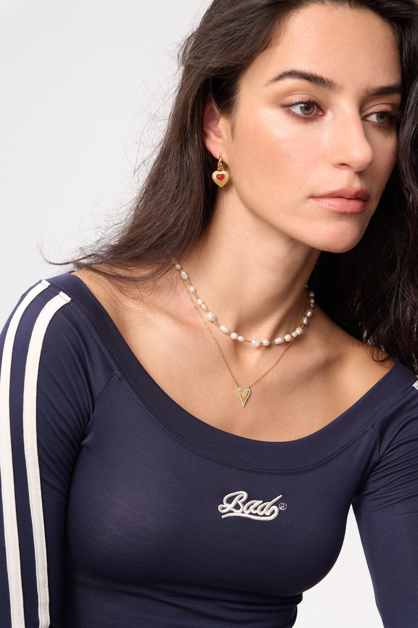 Pave Long Heart Necklace - Flaire & Co.