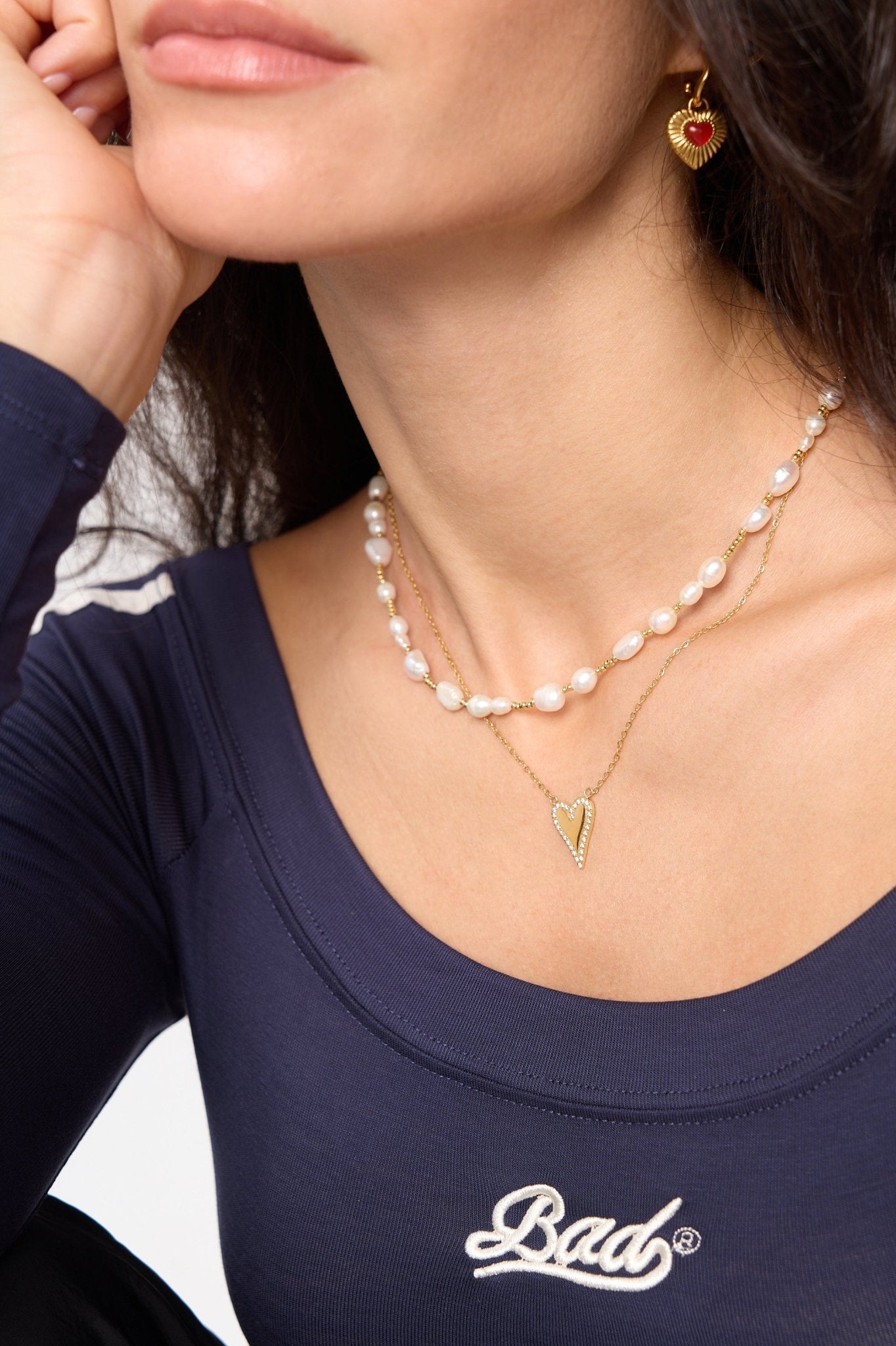 Pave Long Heart Necklace - Flaire & Co.