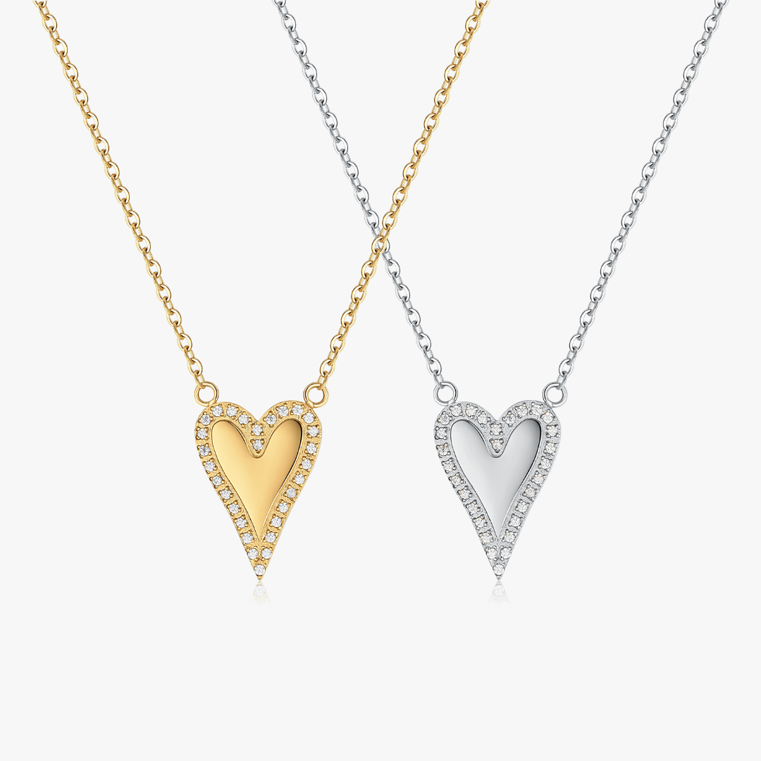 Pave Long Heart Necklace - Flaire & Co.