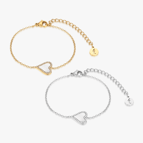 Pave Mother of Pearl Heart Bracelet | Flaire & Co.