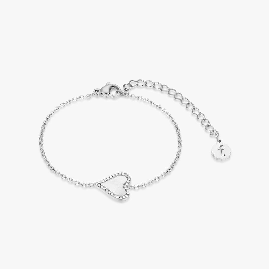 Pave Mother of Pearl Heart Bracelet - Flaire & Co.