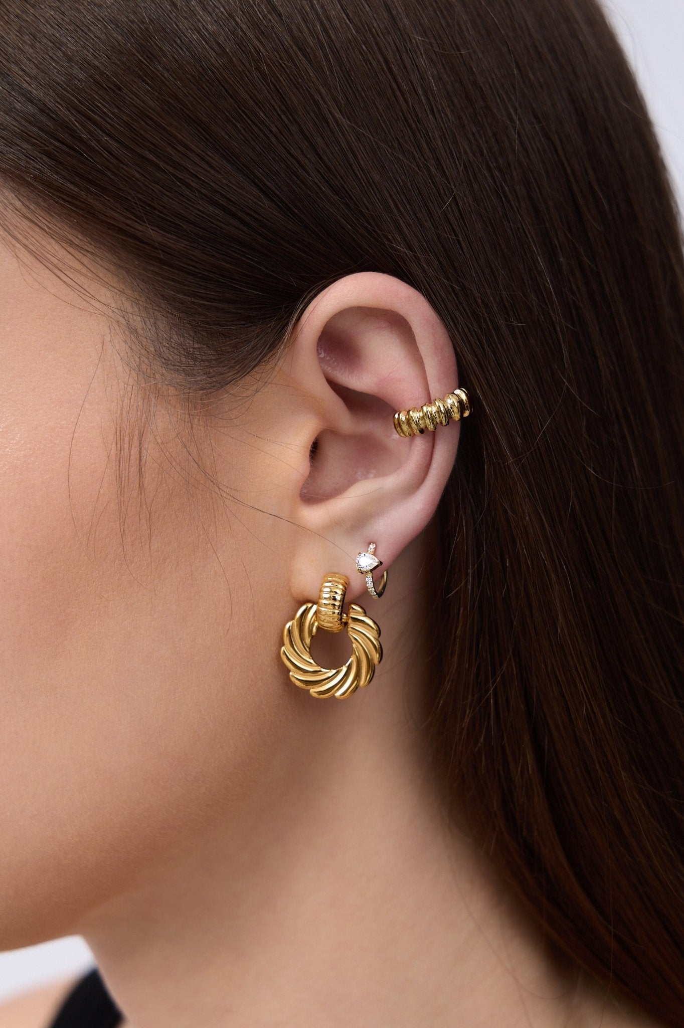 Pave Pear Gem Clicker Hoop - Flaire & Co.