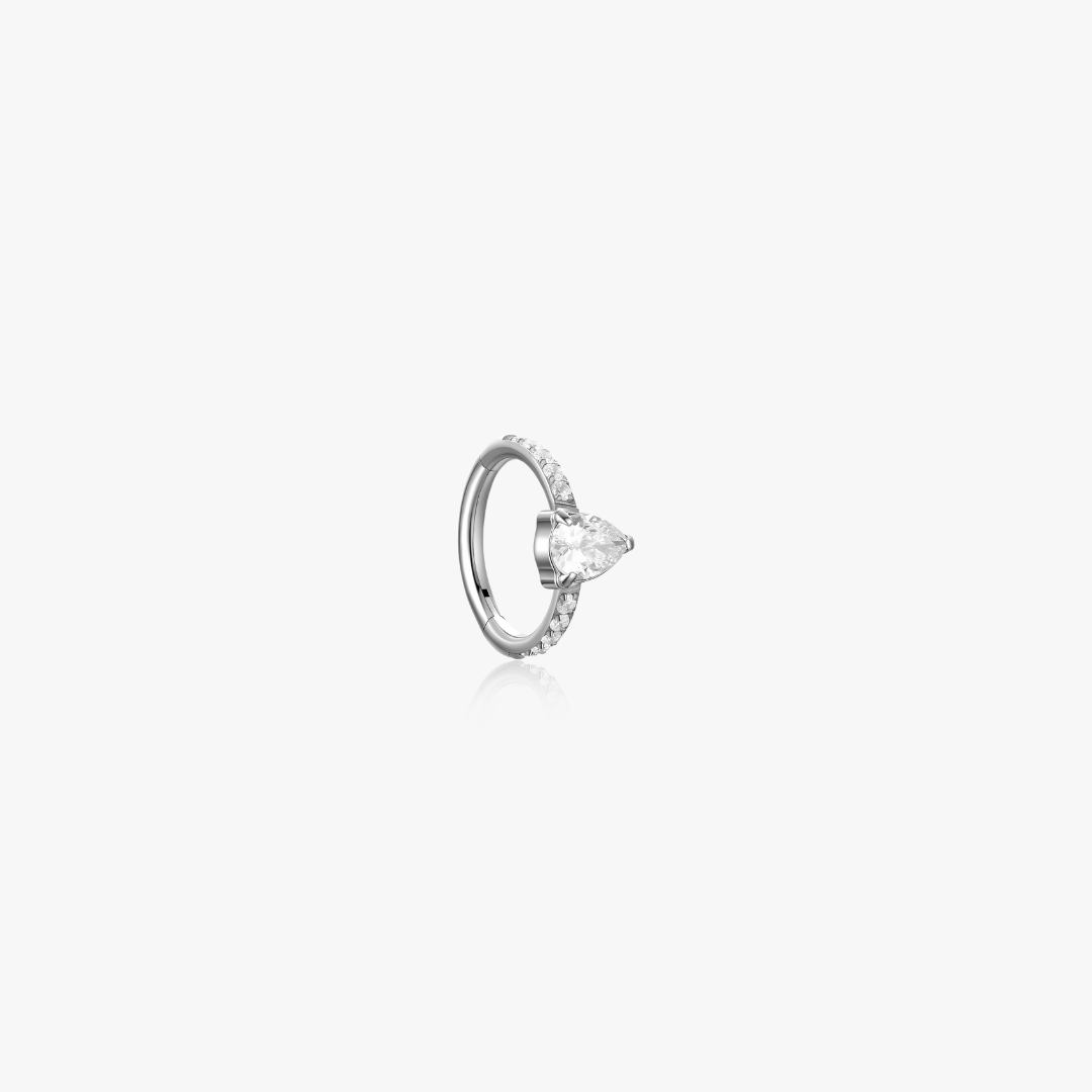 Pave Pear Gem Clicker Hoop - Flaire & Co.