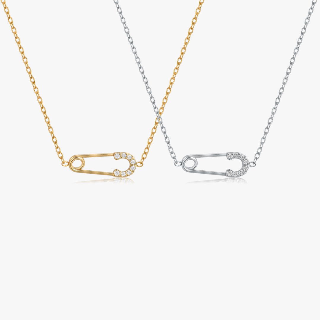 Pave Safety Pin Necklace - Flaire & Co.