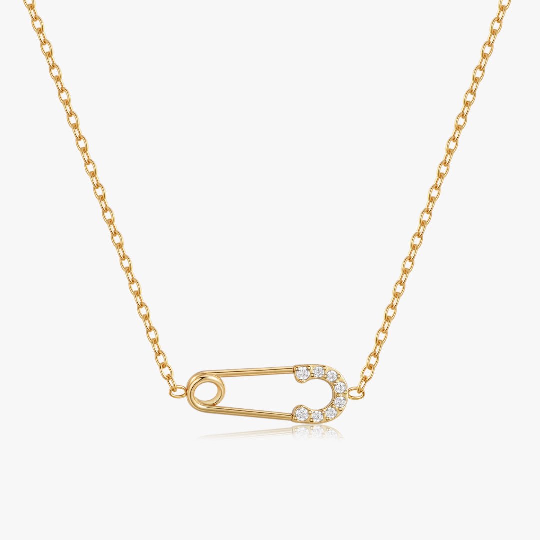Pave Safety Pin Necklace - Flaire & Co.