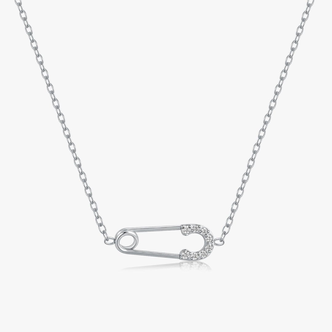 Pave Safety Pin Necklace - Flaire & Co.