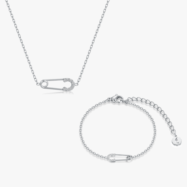 Pave Safety Pin Silver Bundle - Flaire & Co.