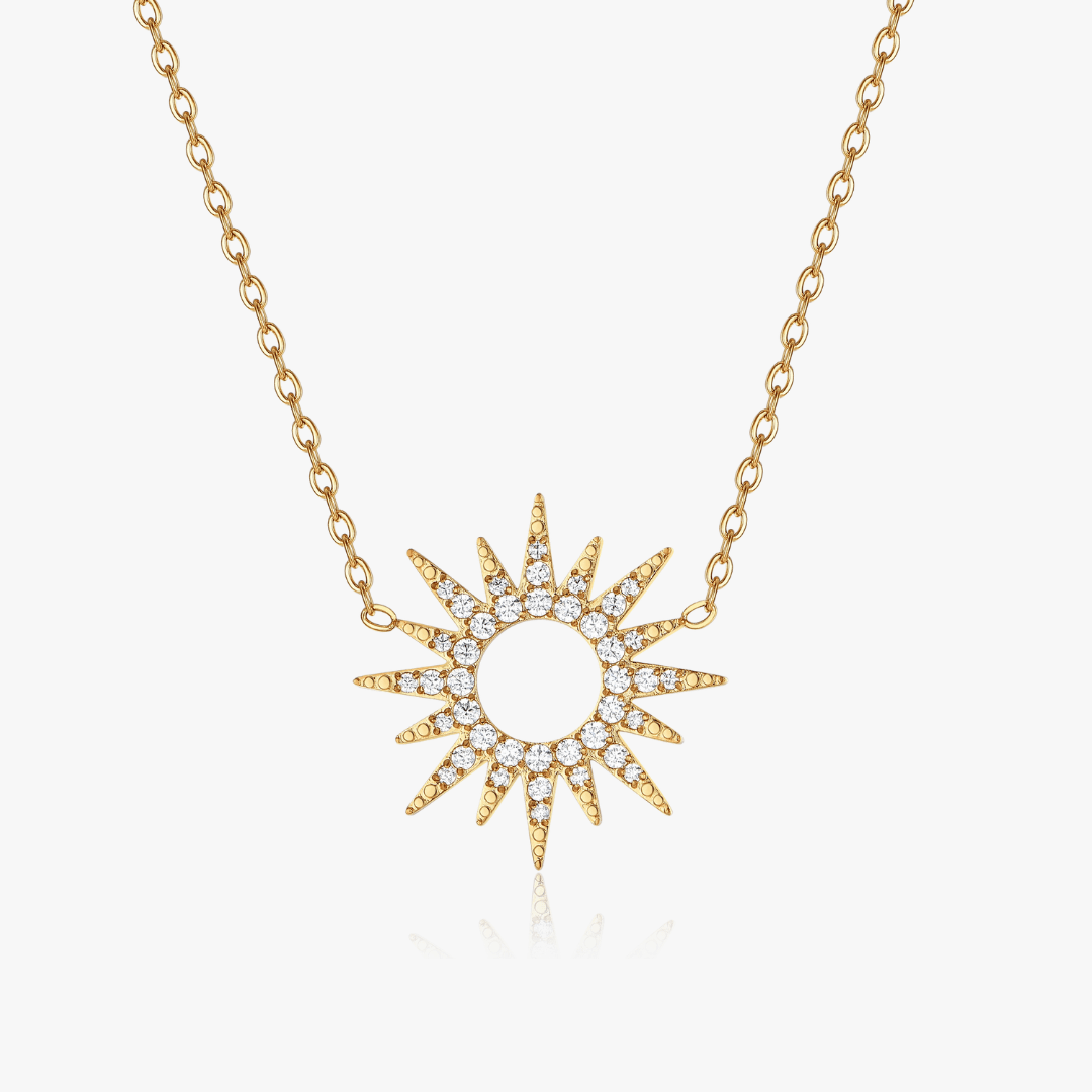 Pave Sunburst Necklace - Flaire & Co.