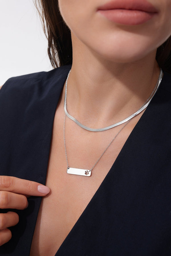 Paw Horizontal Bar Necklace (Pawsitive Change Collection) - Flaire & Co.