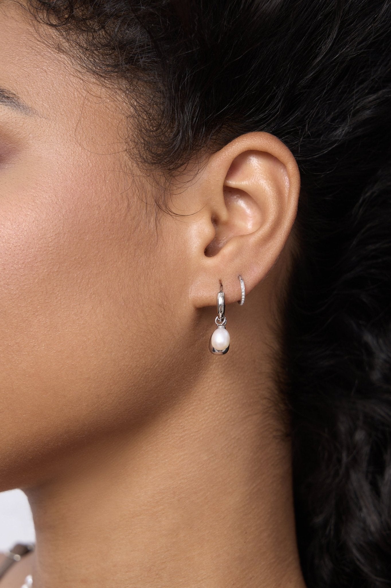 Pearl Tear Drop Hoop Earrings - Flaire & Co.