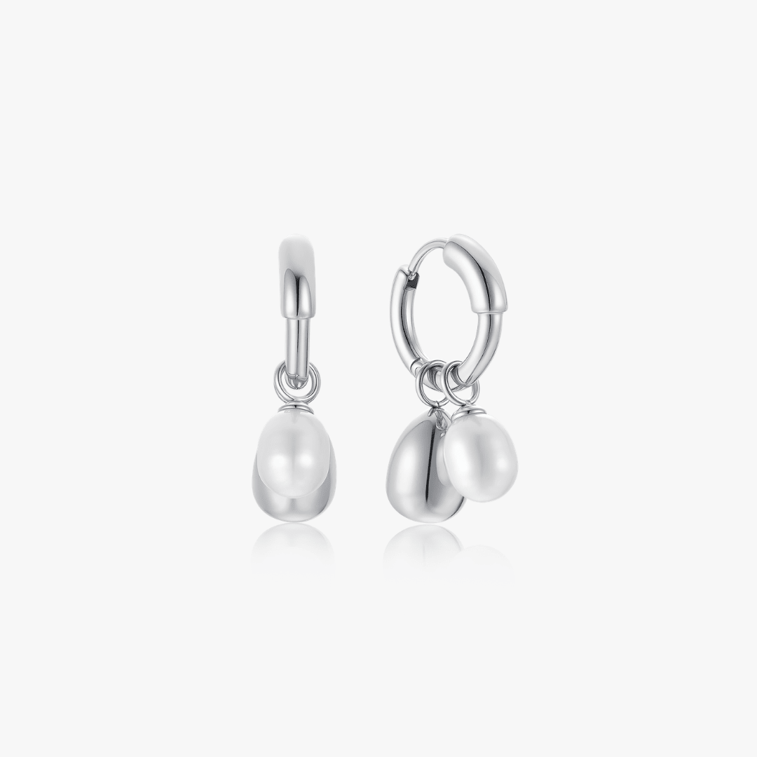Pearl Tear Drop Hoop Earrings - Flaire & Co.