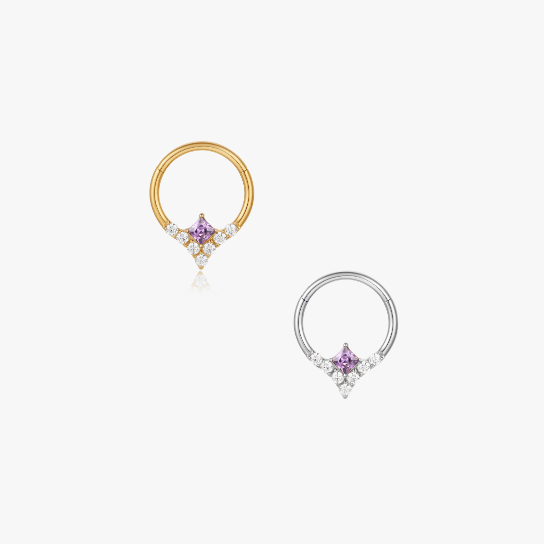 Purple Gem Lila Titanium Hoop (Single) - Flaire & Co.
