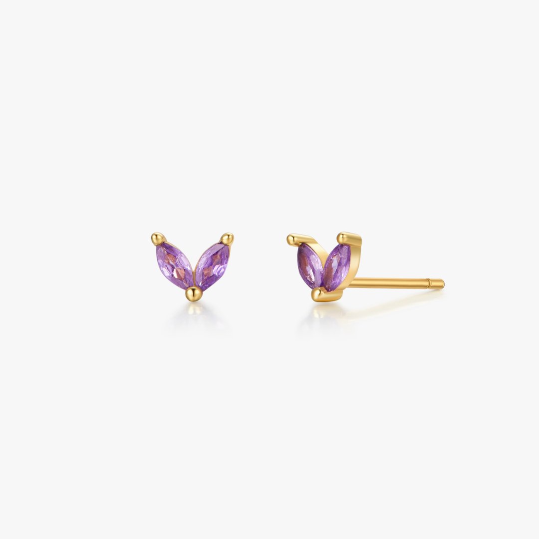 Purple Sprout Sterling Studs in Gold - Flaire & Co.