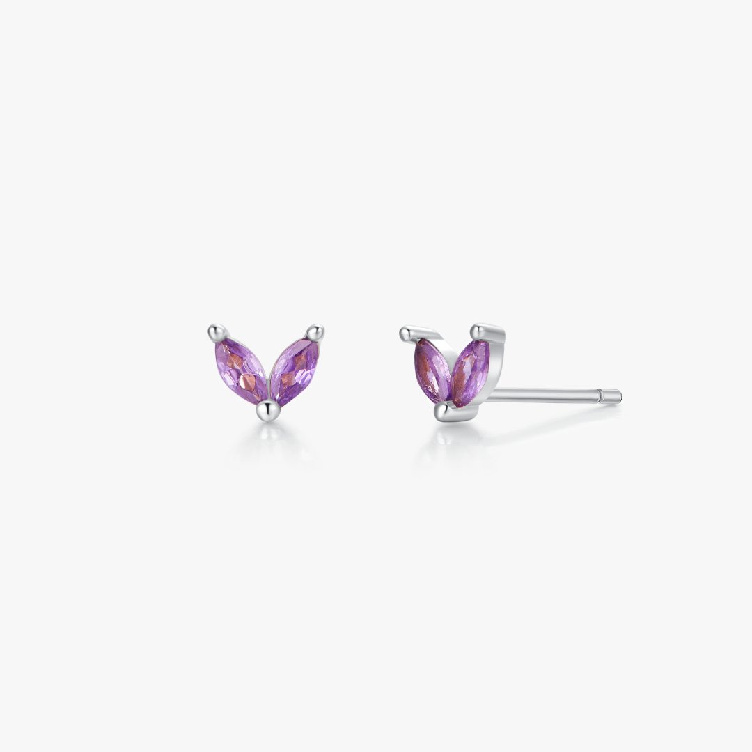 Purple Sprout Sterling Studs in Silver - Flaire & Co.