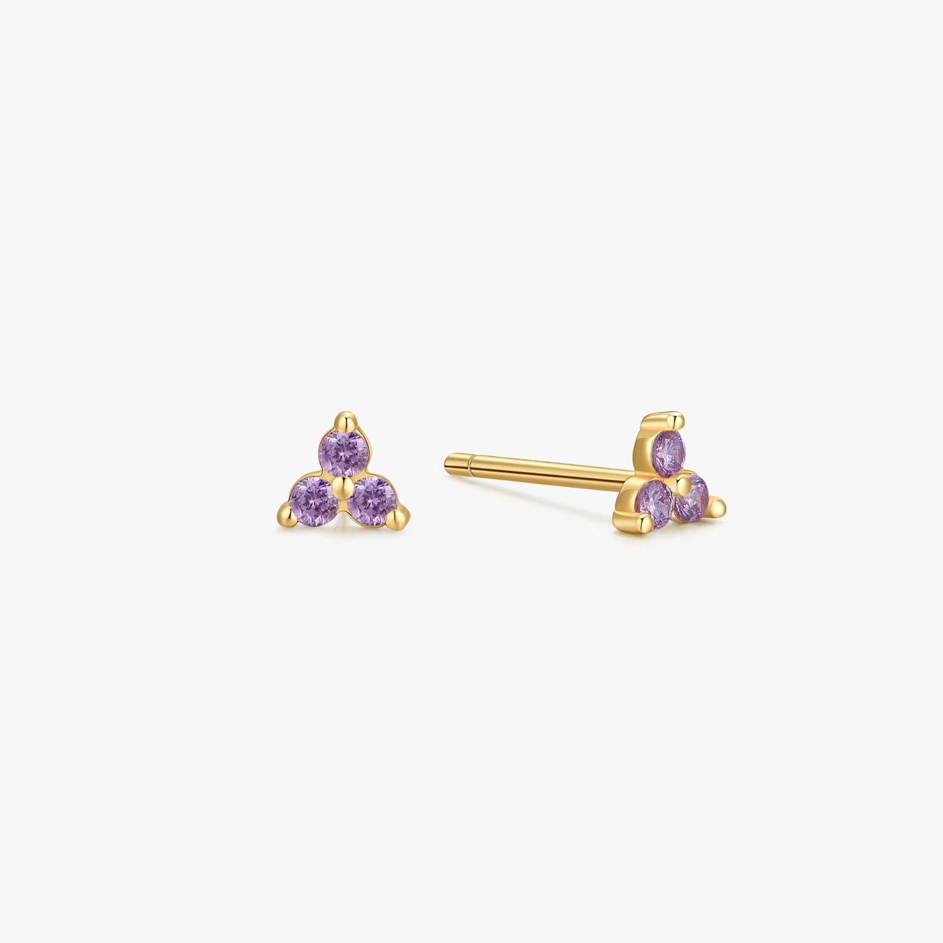 Purple Twinkle Sterling Studs in Gold - Flaire & Co.