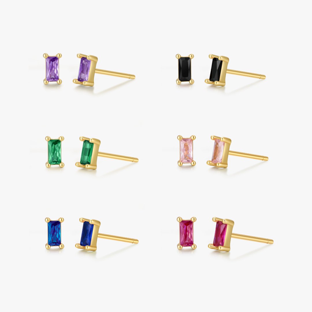 Flaire & Co. Rectangle Stud Earrings in Gold
