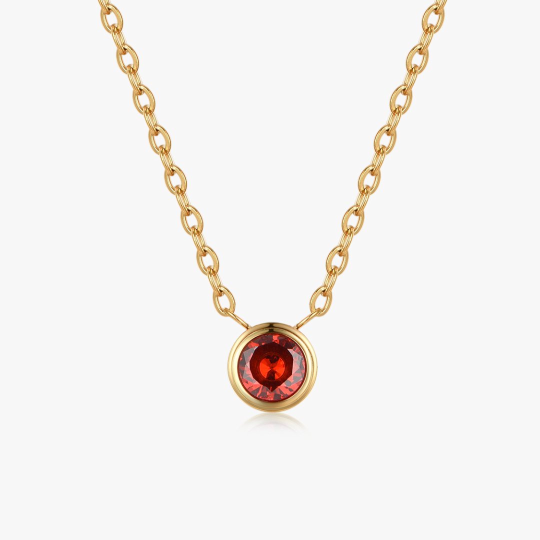 Red Single Gem Necklace in Gold - Flaire & Co.