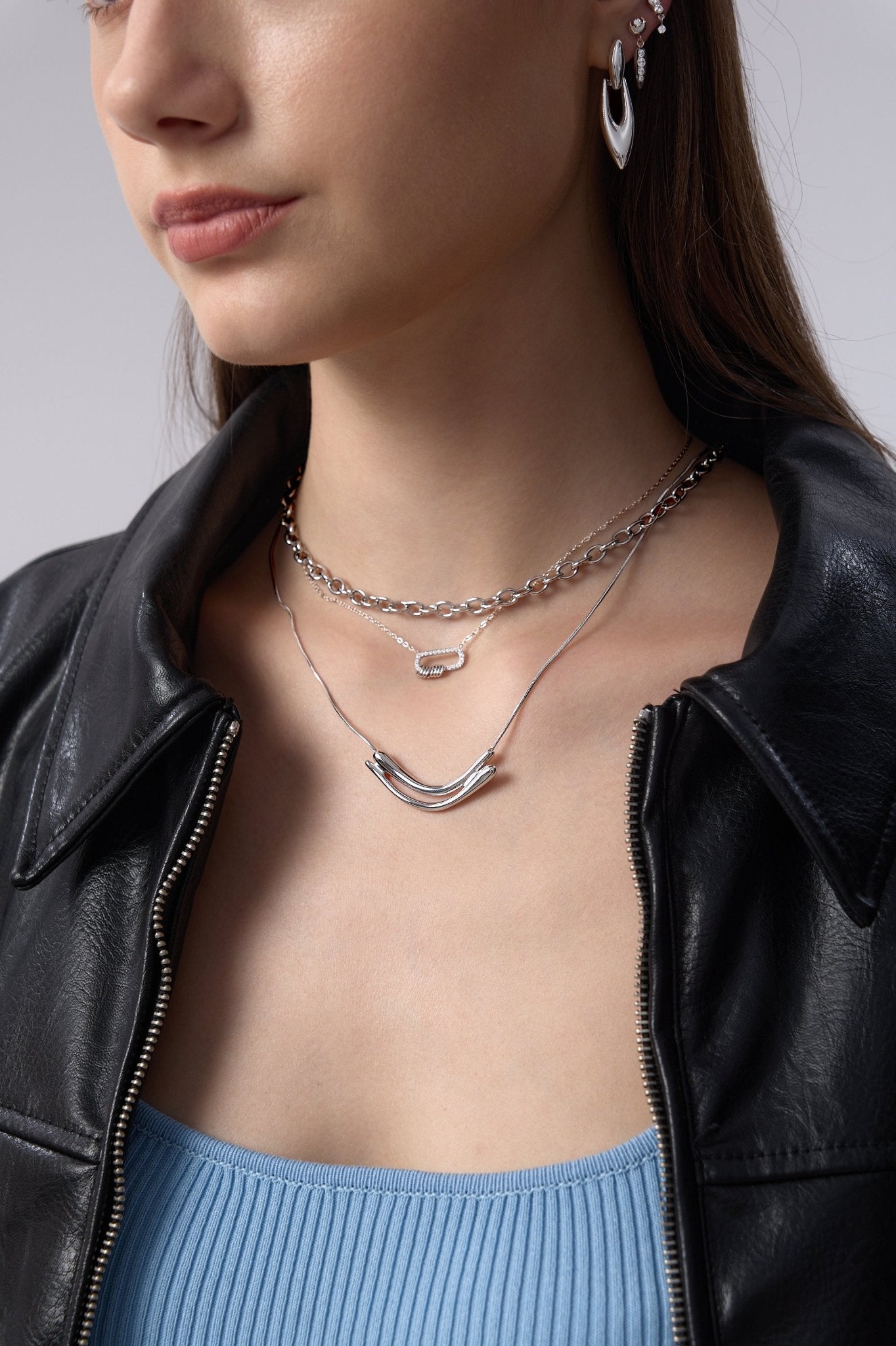 Rowan Dual Curved Bar Necklace - Flaire & Co.