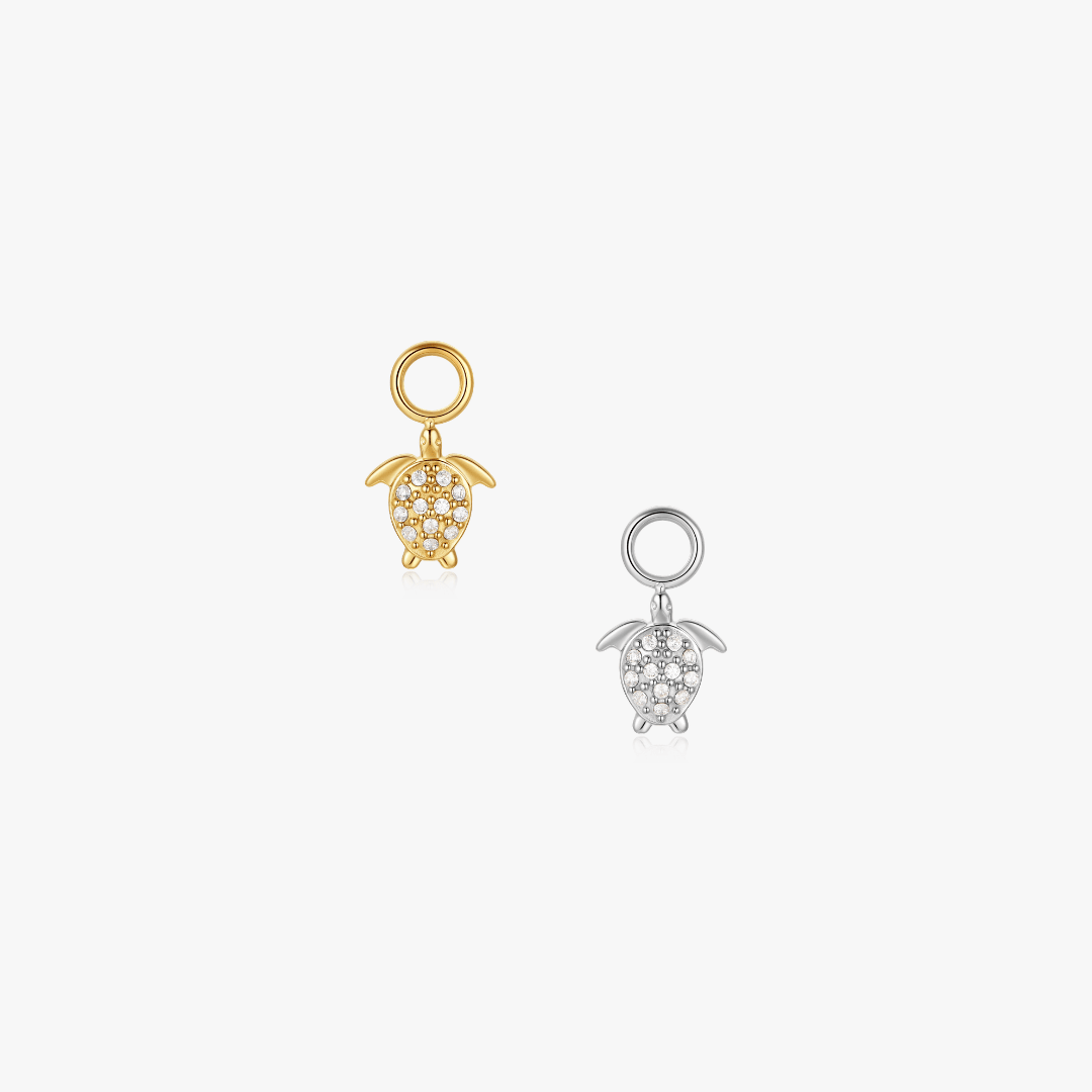 Sea Turtle Pave Hoop Charm (Single) - Flaire & Co.